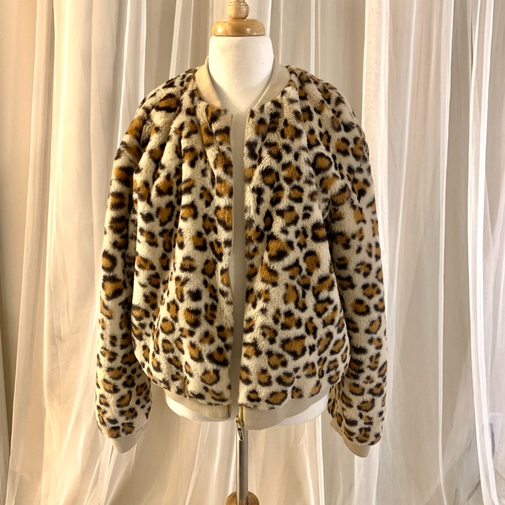 Girls cheetah faux fur jacket
